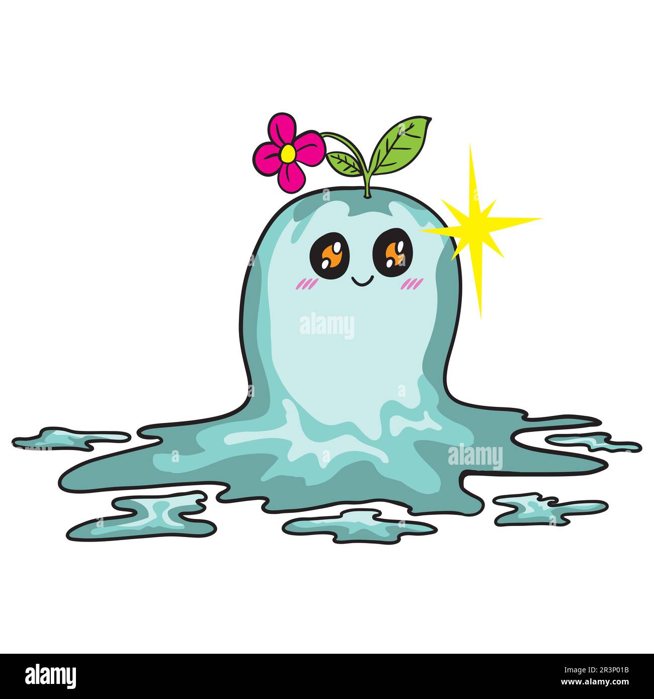 Mostro carino e carino slime. immagine dell'icona di doodle Foto Stock