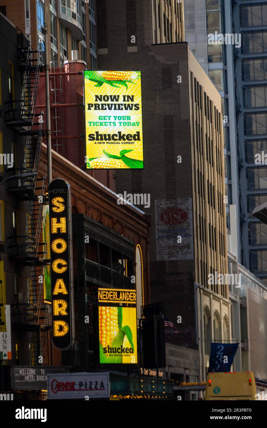 SCOPATO sul teatro musicale di Broadway al Nederlander in Times Square Manhattan NYC Foto Stock