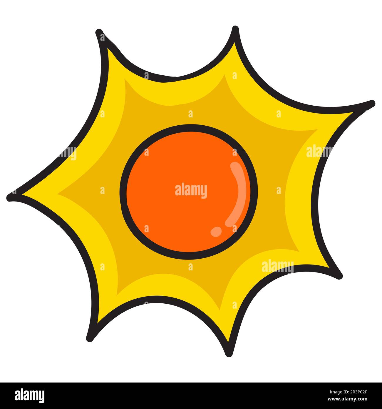 Il sole è luminoso, doodle kawaii. immagine dell'icona di doodle Foto Stock