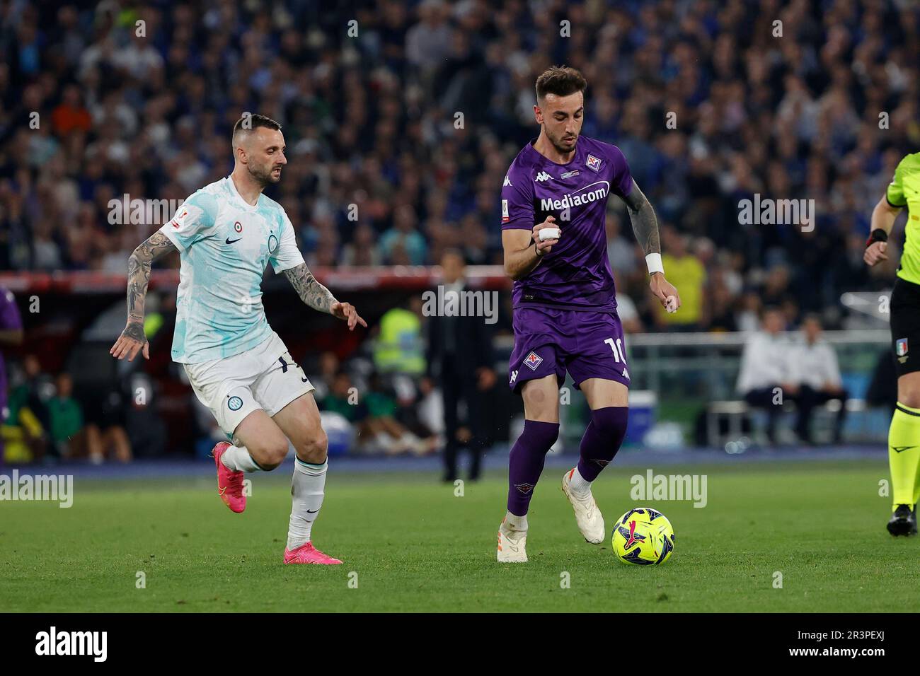 Roma, Italia. 24th maggio, 2023. Stadio Olimpico, Roma, Italia, 24 maggio 2023, Gaetano Castrovillari di Fiorentina durante la finale - ACF Fiorentina vs Inter - FC Internazionale - Calcio Italiano Coppa Italia Match Credit: Live Media Publishing Group/Alamy Live News Foto Stock