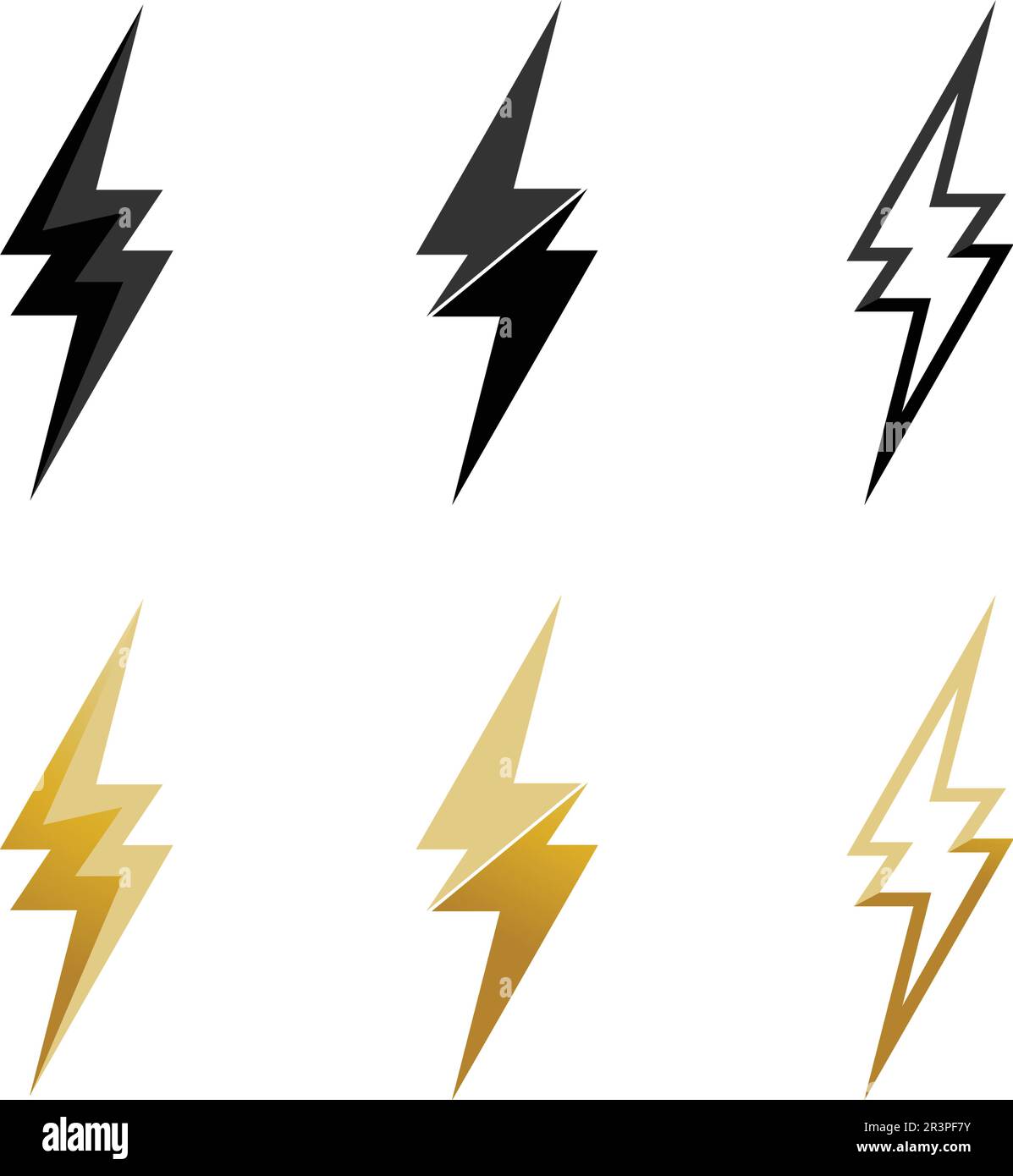 logo e simboli dell'icona del fulmine a vettore elettrico Illustrazione Vettoriale