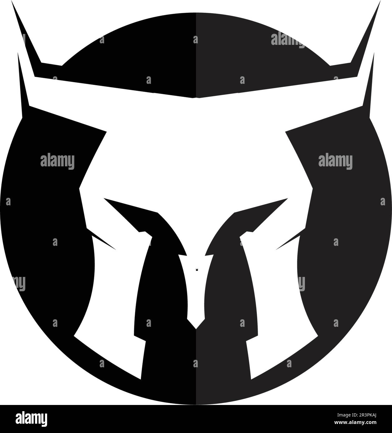 casco e testa con logo spartan e design vettoriale Illustrazione Vettoriale