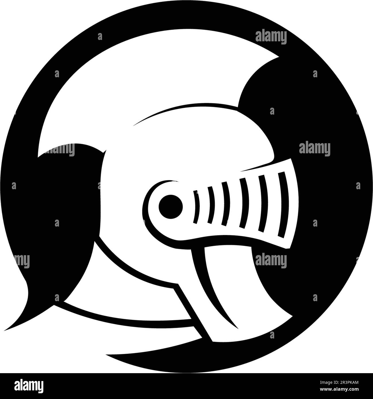 casco e testa con logo spartan e design vettoriale Illustrazione Vettoriale
