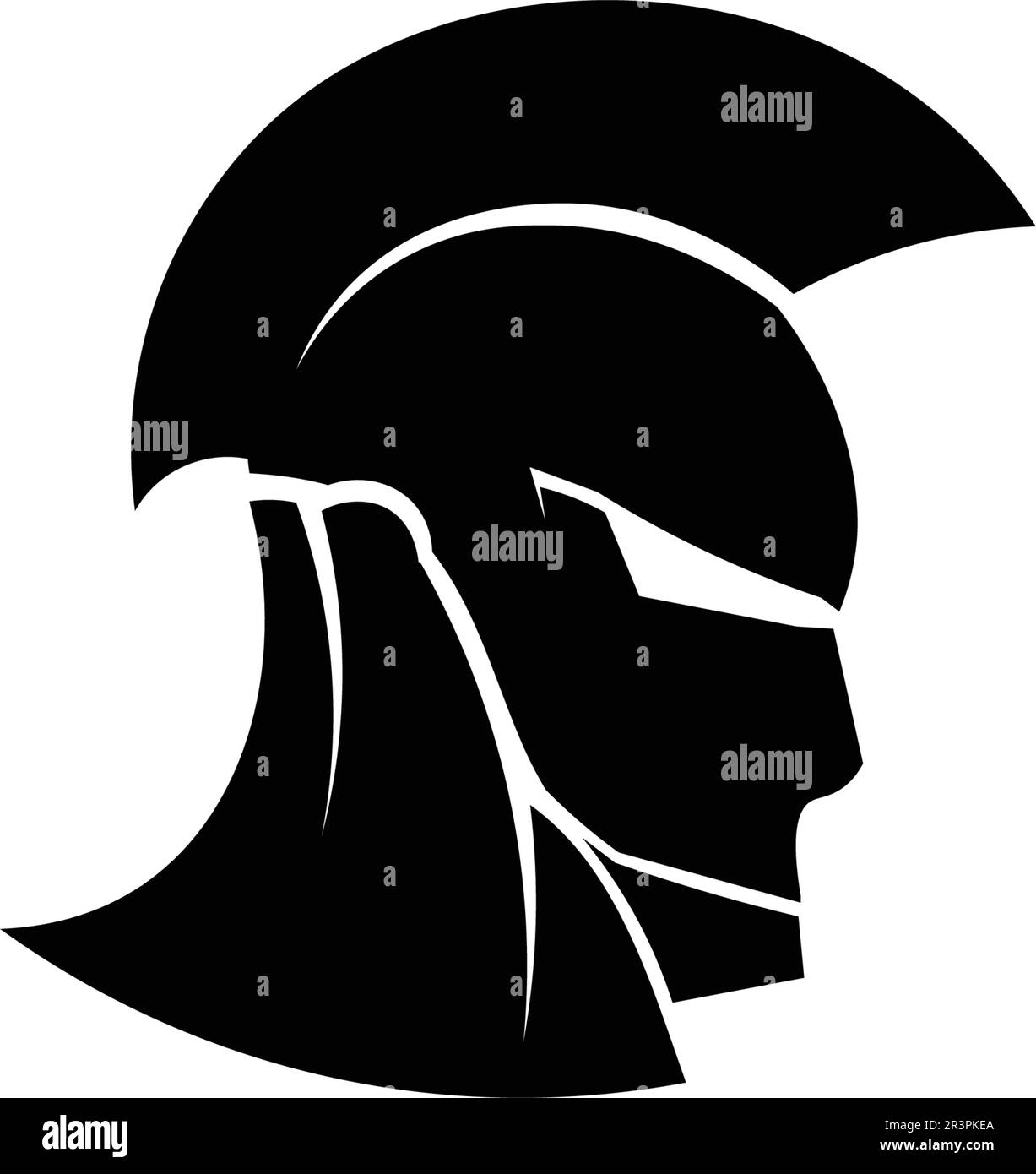 casco e testa con logo spartan e design vettoriale Illustrazione Vettoriale