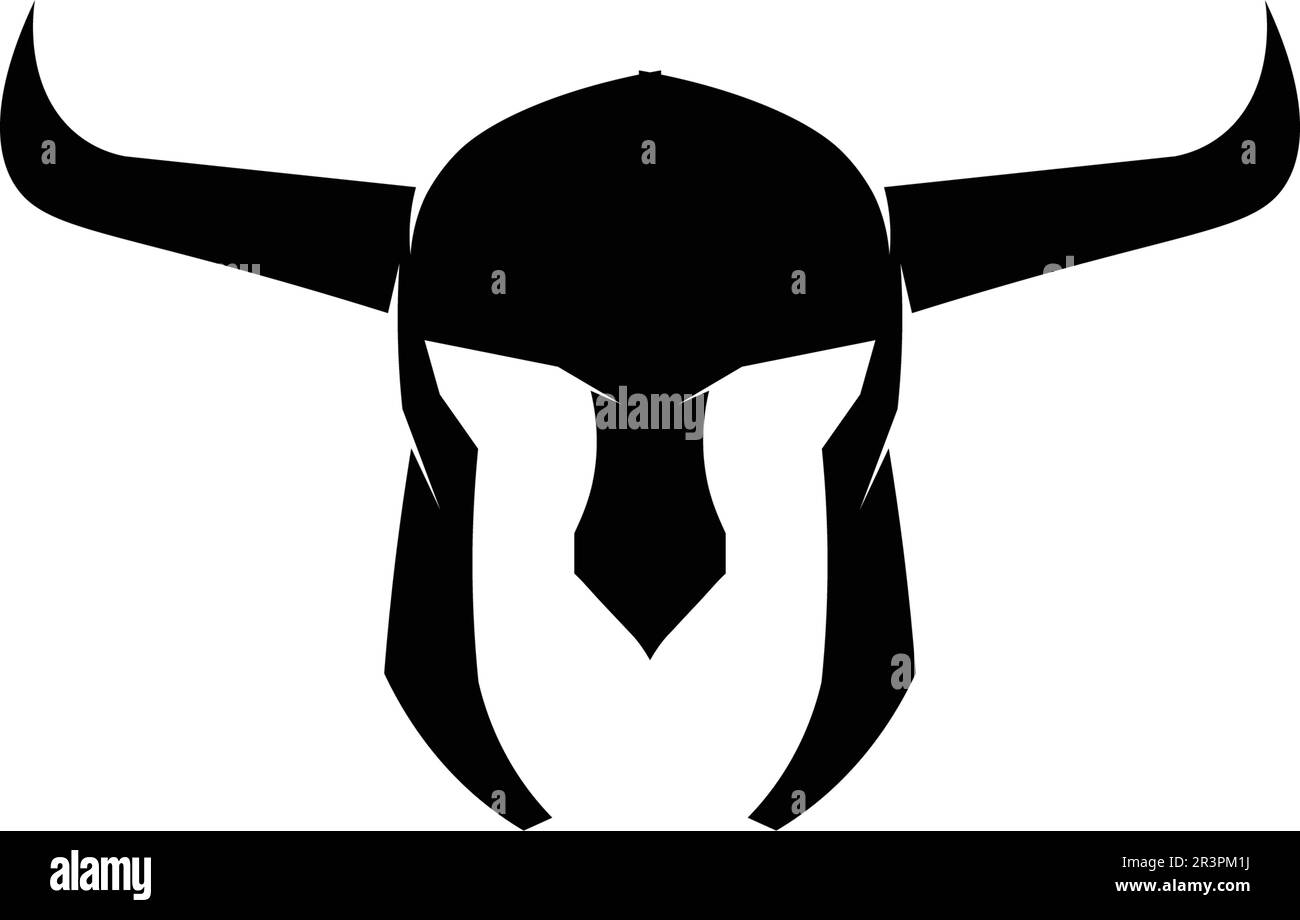 casco e testa con logo spartan e design vettoriale Illustrazione Vettoriale