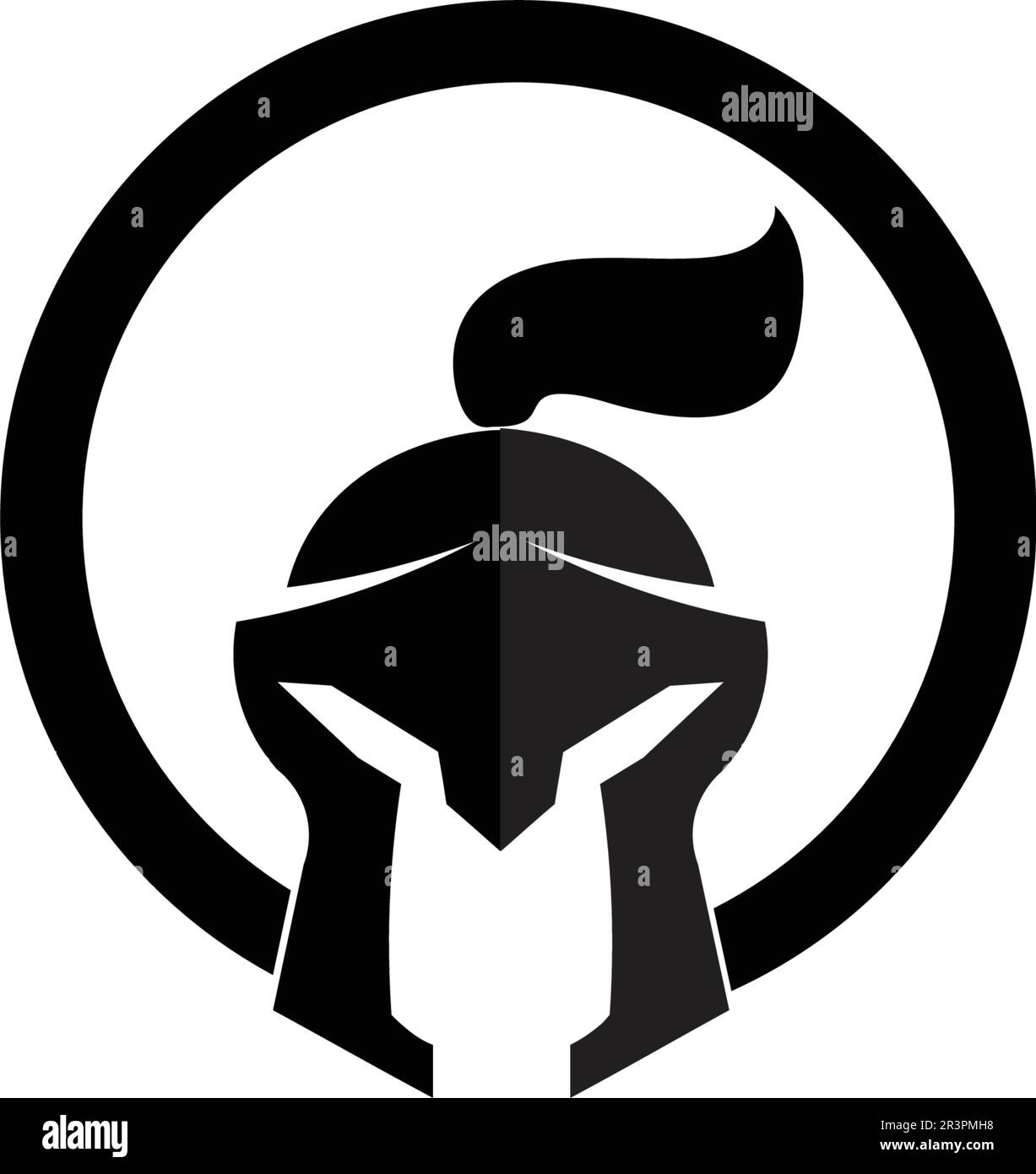 casco e testa con logo spartan e design vettoriale Illustrazione Vettoriale