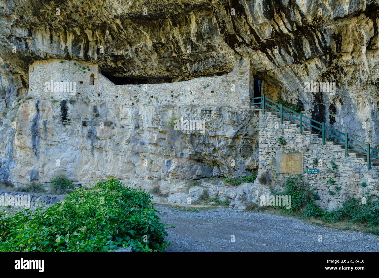 Ermita de San Úrbez, valle de Añisclo, parque nacional de Ordesa y Monte Perdido, comarca del Sobrarbe, Huesca, Aragón, Cordillera de los Pirineos, Spagna. Foto Stock