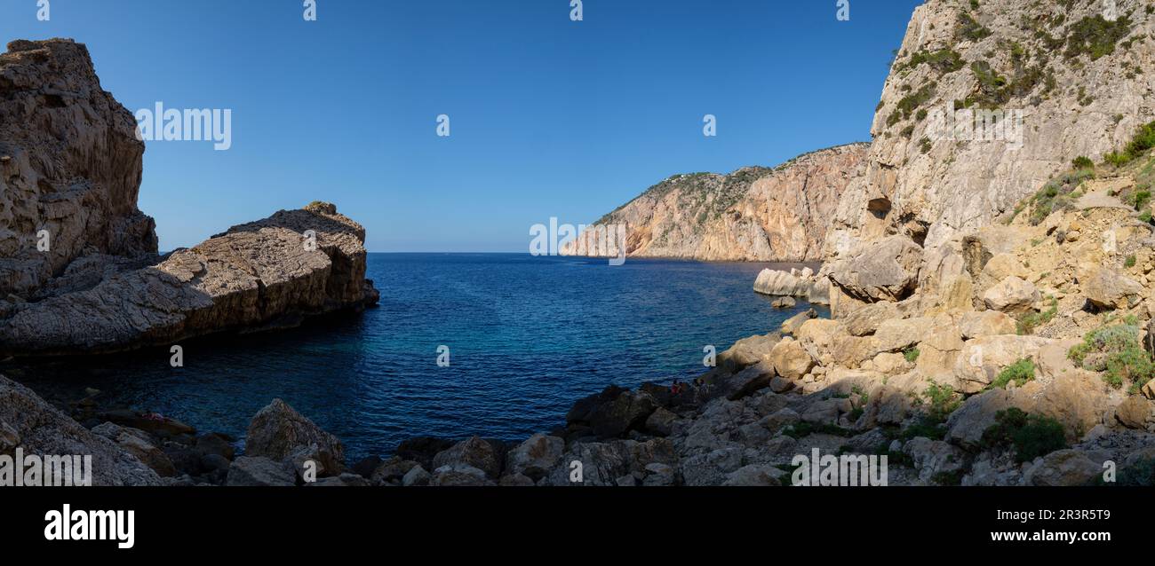 S'Aguila y punta de Sa Creu, Municipio di San Juan de Labritja, Ibiza, isole Baleari, Spagna. Foto Stock