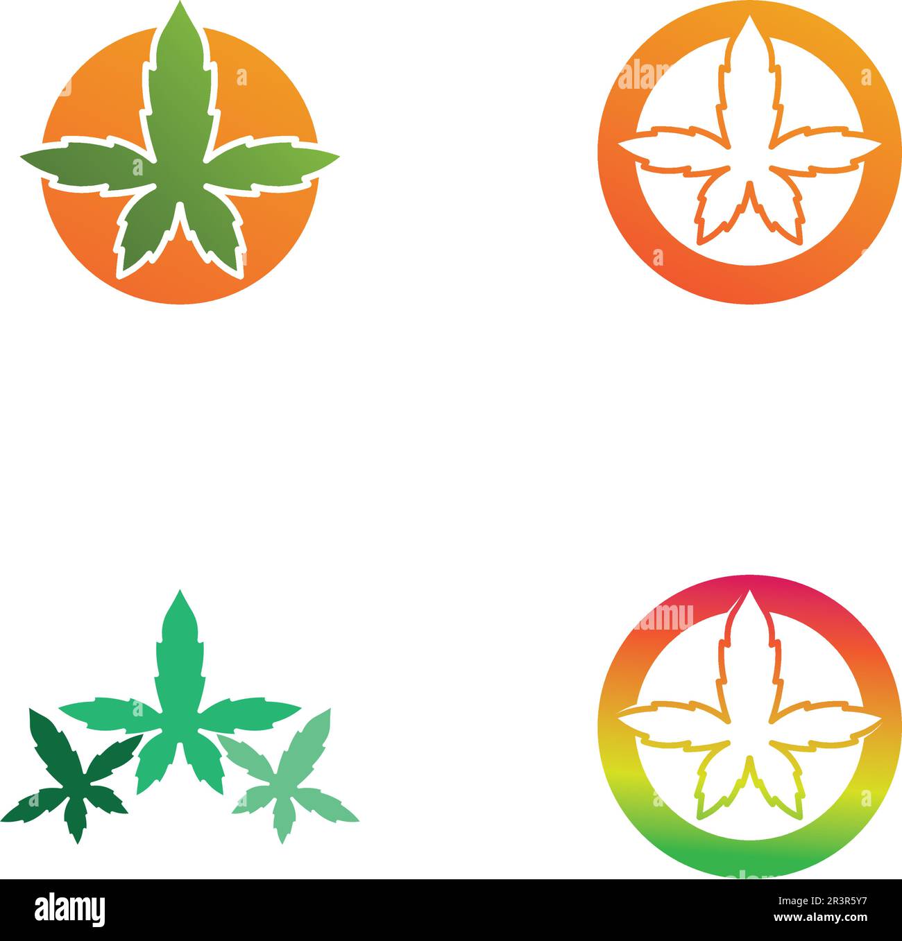 logo e disegno vettoriale della marijuana di cannabis Illustrazione Vettoriale