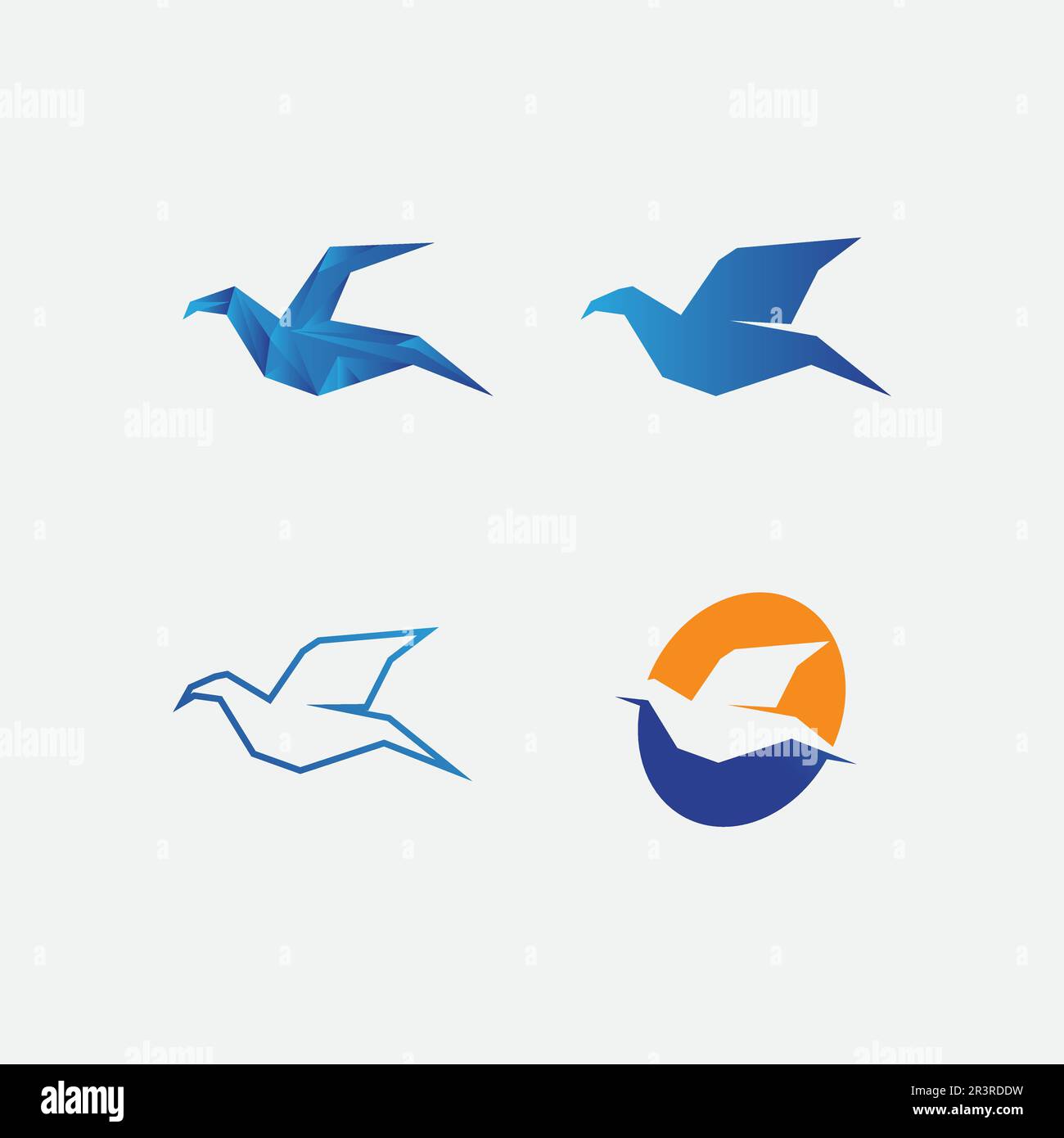 Uccelli e inghiottire il logo della colomba e le ali vettoriali degli animali e l'uccello volante Illustrazione Vettoriale