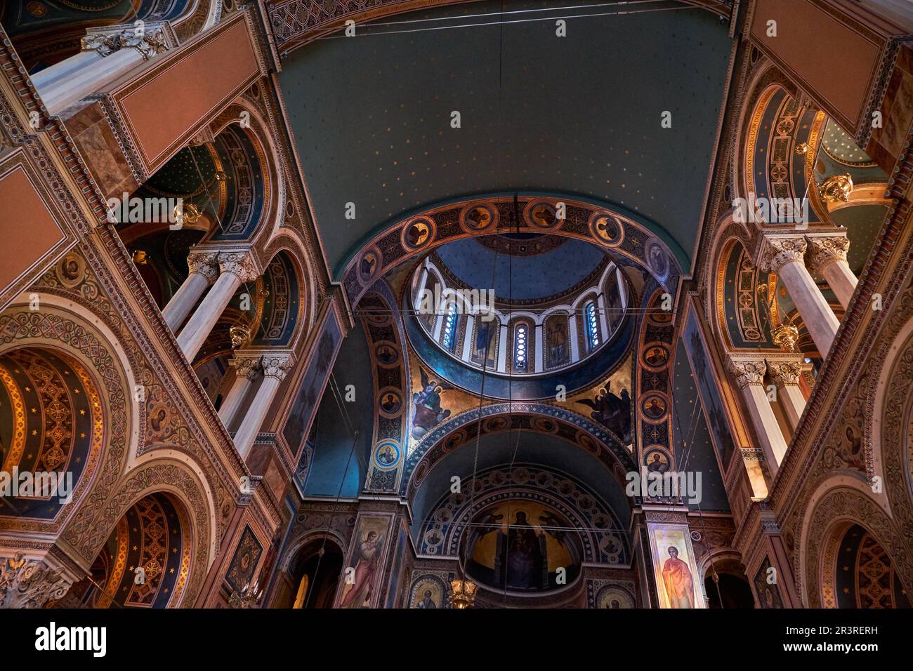 Interno della Cattedrale Metropolitana di Atene - Chiesa Cattolica Ortodossa in Grecia Foto Stock