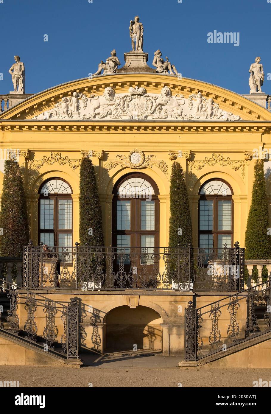 Lust scala, orangery nel barocco Karlsaue Park, Kassel, Assia, Germania, Europa Foto Stock