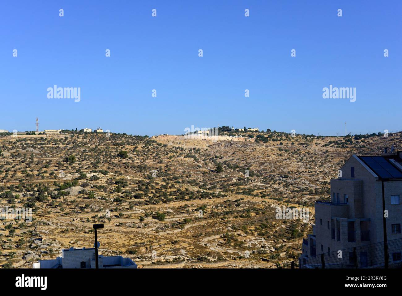 Vista intorno a Bayt Jala in Palestina. Foto Stock