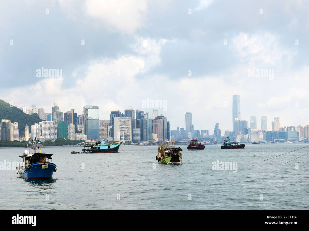 Una vista del Porto Victoria e della Baia di Quarry, Hong Kong. Foto Stock