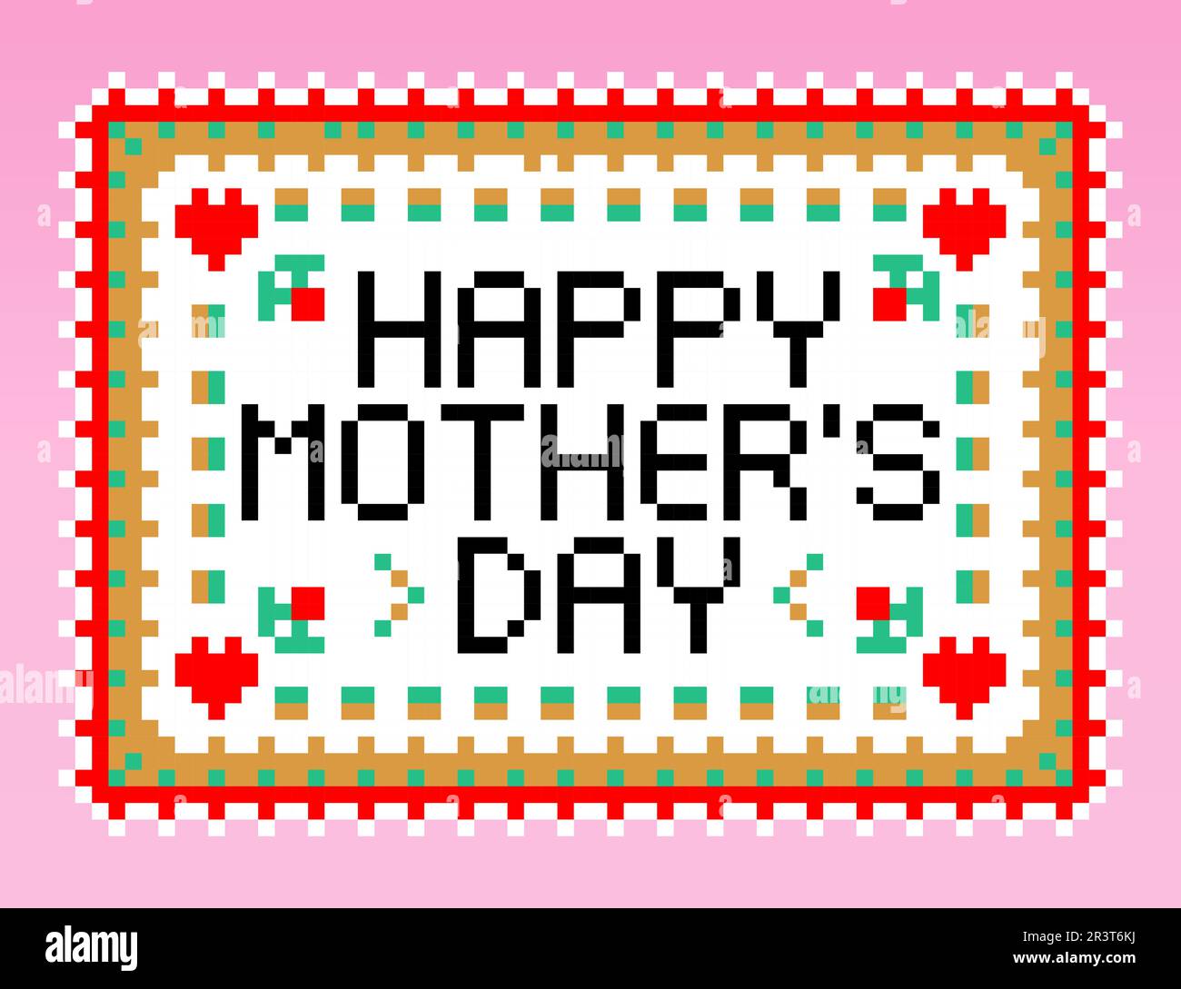 Immagine da 8 bit in pixel del biglietto d'auguri per la Festa della mamma. Illustrazione dei vettori pixel ART. Illustrazione Vettoriale