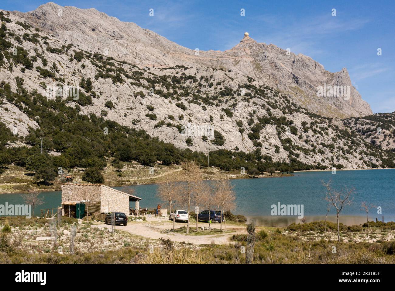 Puig Major, 1445 metro y Embalse de Cuber, Sierra de Tramuntana, Maiorca, isole Baleari, Spagna, Europa. Foto Stock