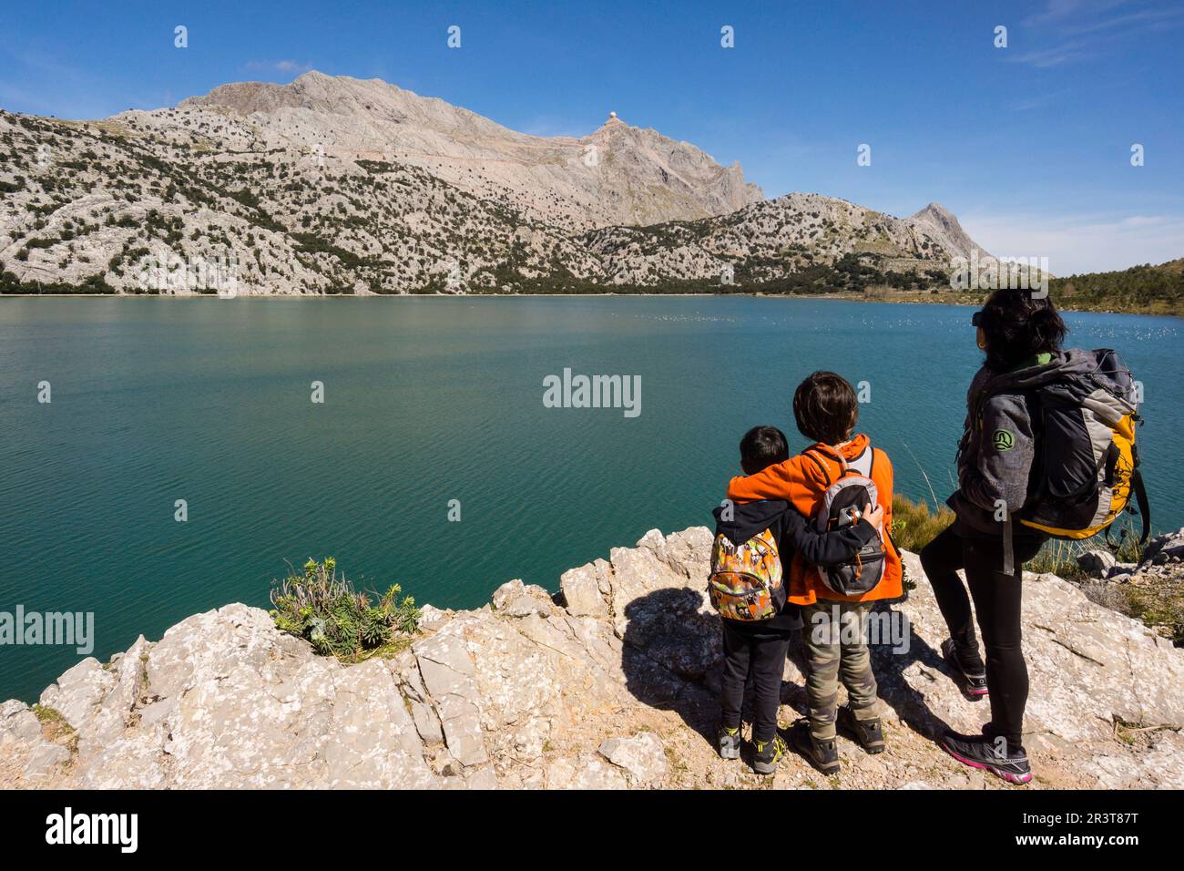 Puig Major, 1445 metro y Embalse de Cuber, Sierra de Tramuntana, Maiorca, isole Baleari, Spagna, Europa. Foto Stock