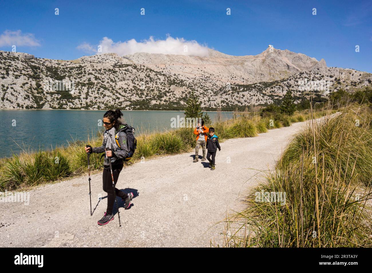 Puig Major, 1445 metro y Embalse de Cuber, Sierra de Tramuntana, Maiorca, isole Baleari, Spagna, Europa. Foto Stock