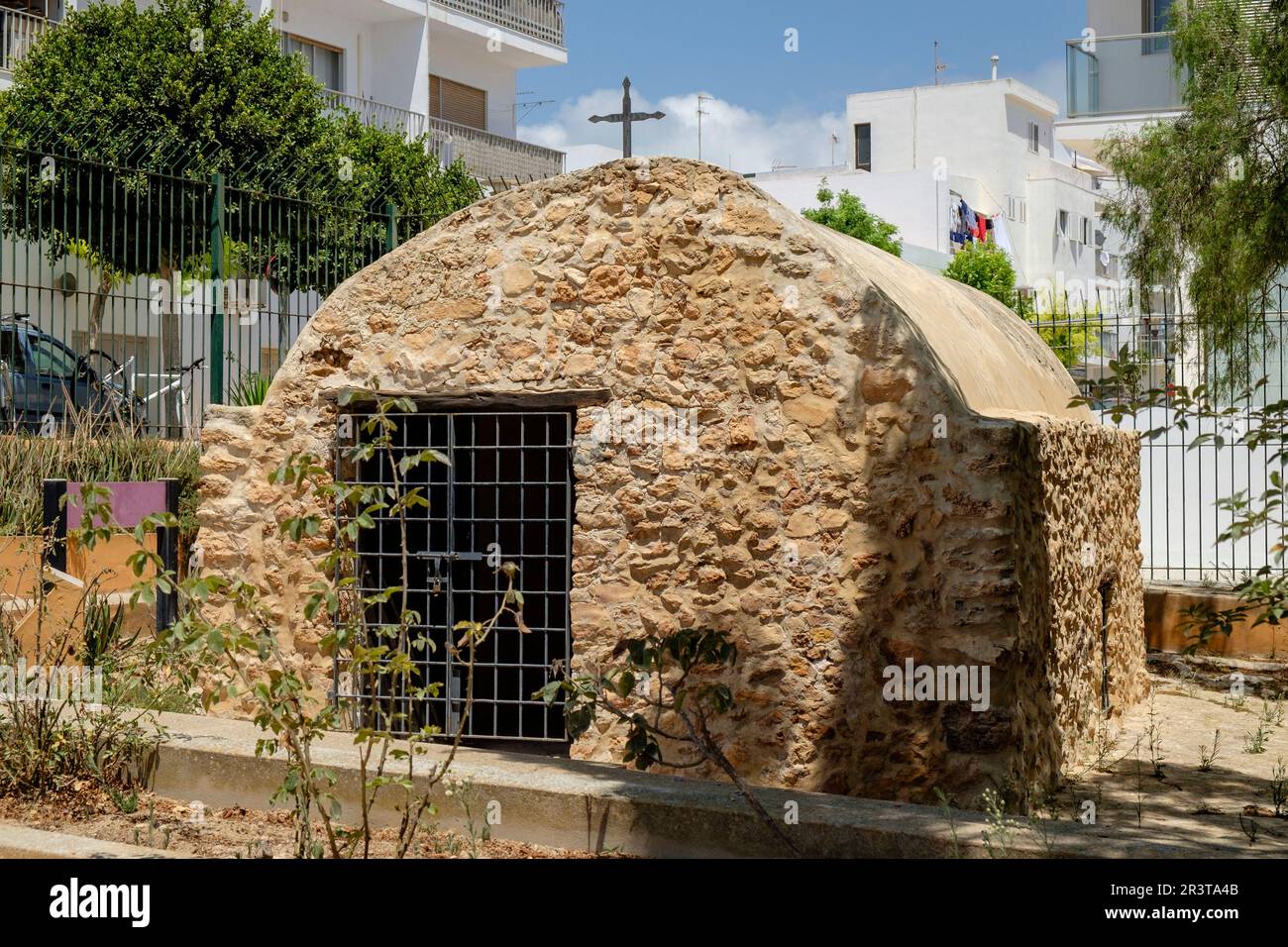 Capilla de Sa Tanca Vella, dedicada a San Valero,1336, época románica, Sant Francesc Xavier, Formentera, isole Baleari, Spagna. Foto Stock