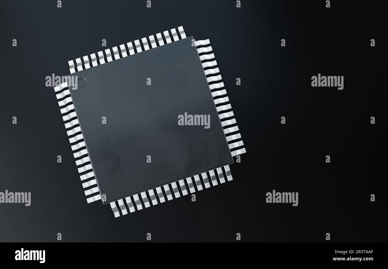 rendering 3d di microchip o chip semiconduttore, per computin o concetto di tecnologia. Foto Stock