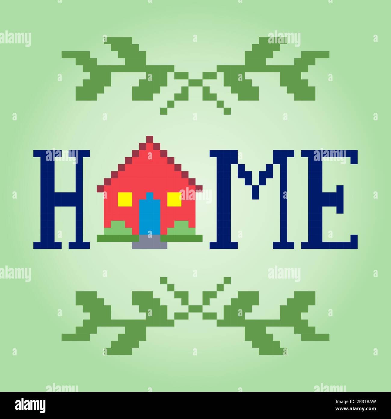 8 bit pixel casa. Home Sweet homes per le risorse di gioco e i modelli a punti incrociati in illustrazioni vettoriali. Illustrazione Vettoriale