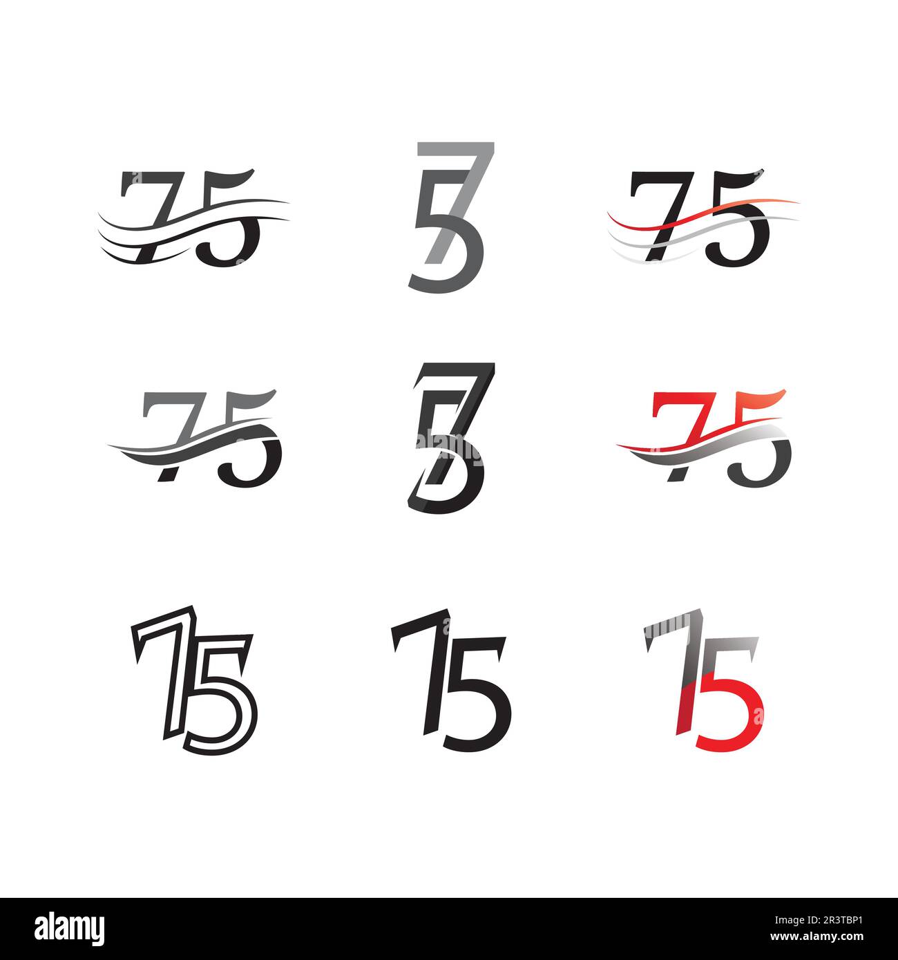 numero 75 icon set logo design vettoriale Illustrazione Vettoriale