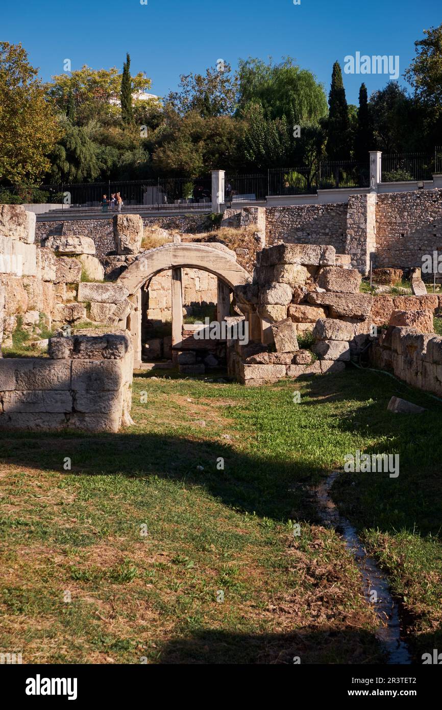 Kerameikos - Atene, Grecia - da cui deriva la parola inglese ceramica, sito di un importante cimitero e numerosi funerari Foto Stock