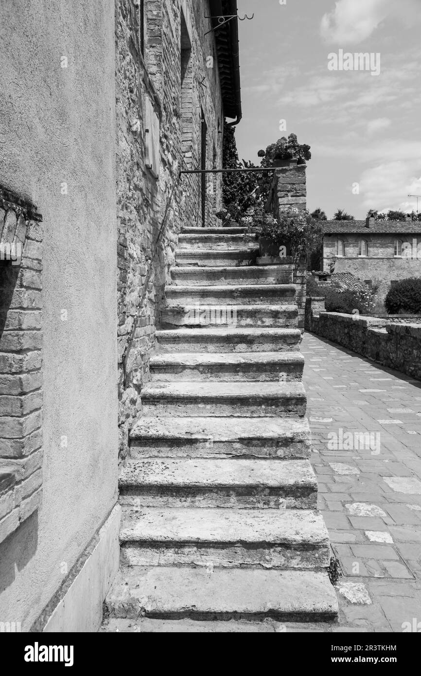 Bagno Vignoni, antico borgo toscano in Val dOrcia Foto Stock