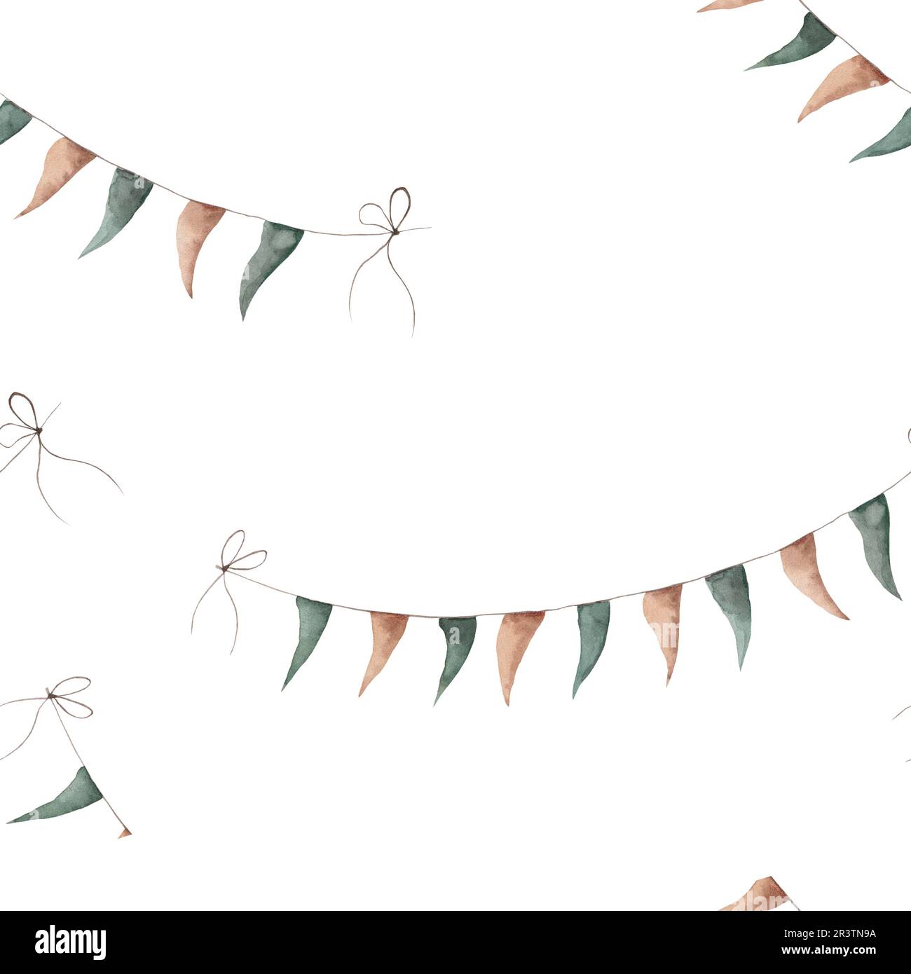 motivo acquerello senza cuciture con bandiere e ghirlande. splendido motivo retrò per test, stampe, carta da imballaggio per bambini. buon divertimento. Foto Stock