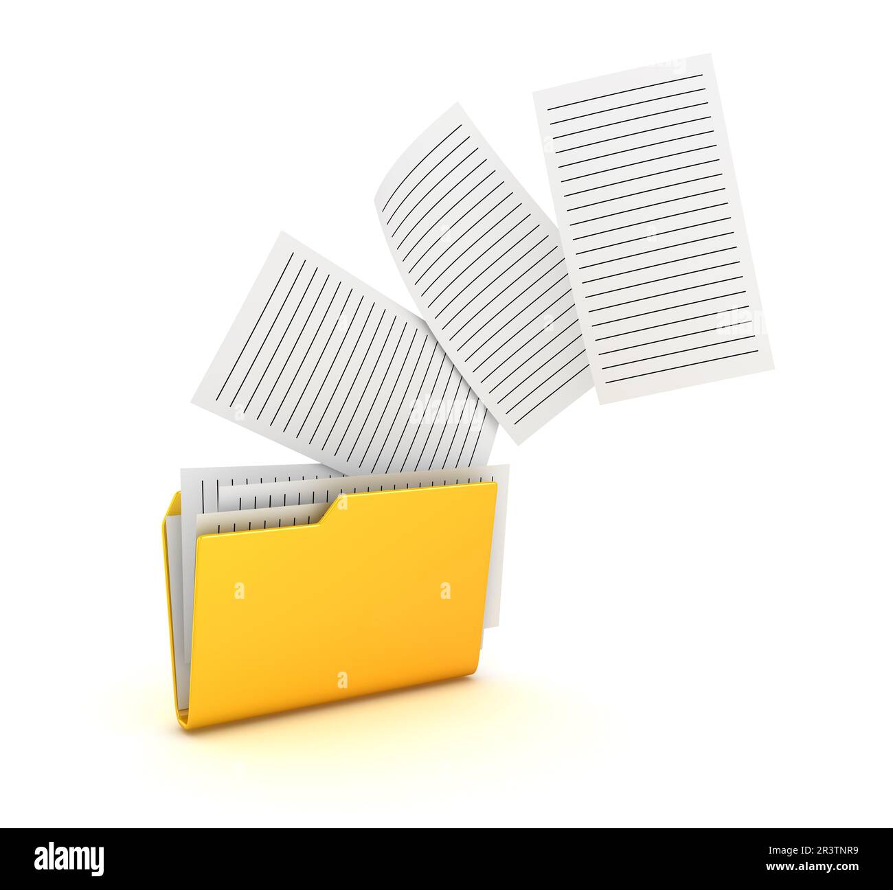 Carta e cartella giallo Foto Stock