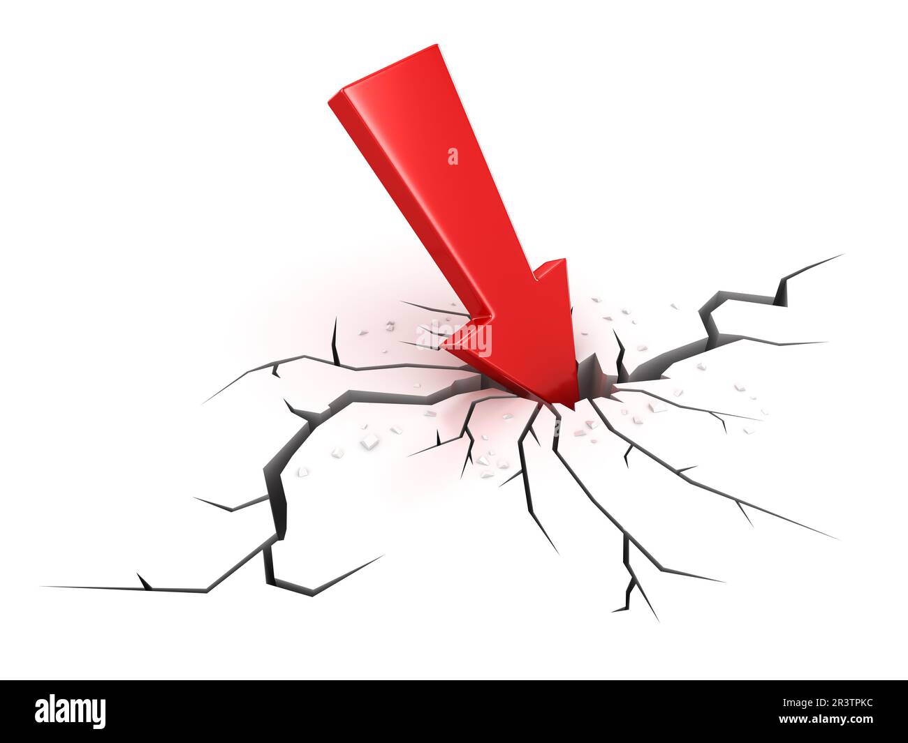 La freccia rossa si schianta attraverso il terreno Foto Stock