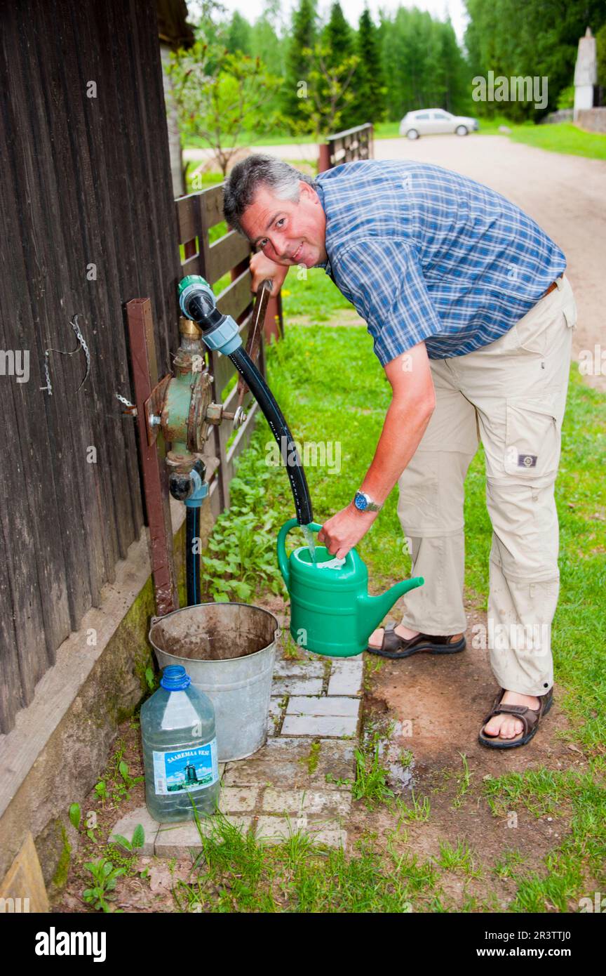 Pompa dell'acqua, Kodaverne, Estonia, Stati baltici Foto Stock