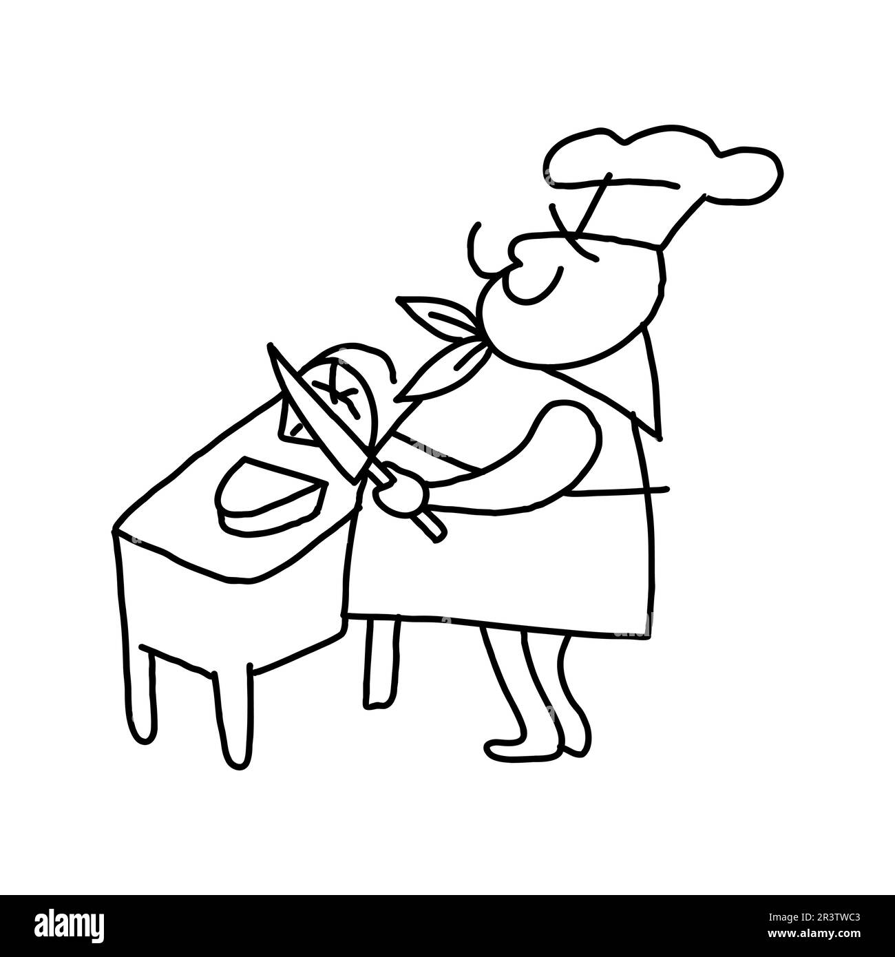 Cuoco di Mustache in costume da chef. Un semplice logo retrò con un cappello  da chef. Stile cartone animato. Illustrazione ideale per brochure e logo  alimentari Immagine e Vettoriale - Alamy