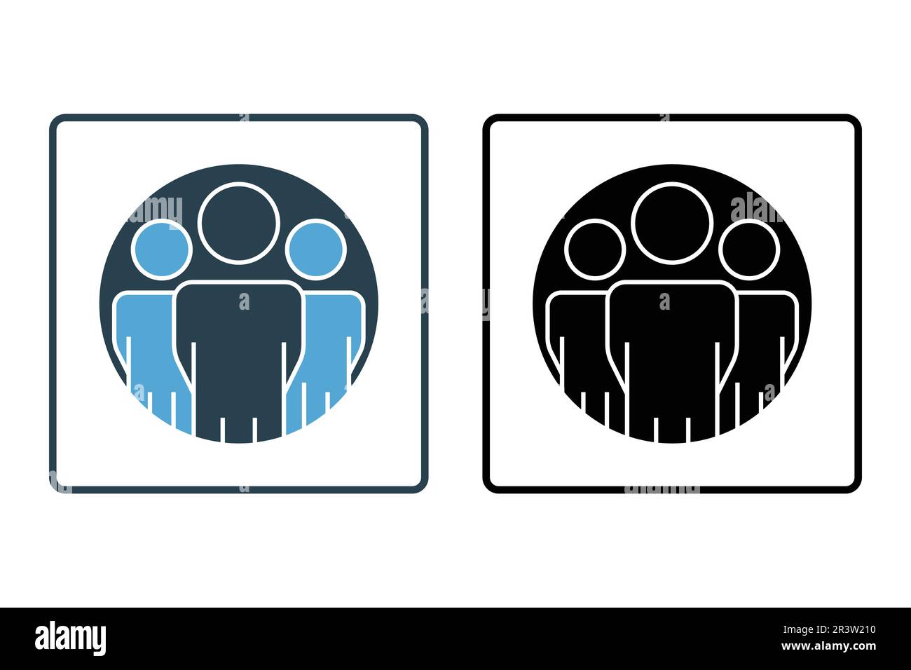 Icona persone. icona relativa a persone in contatto, gruppo, team, comunità. Design a icone solido. Semplice disegno vettoriale modificabile Illustrazione Vettoriale