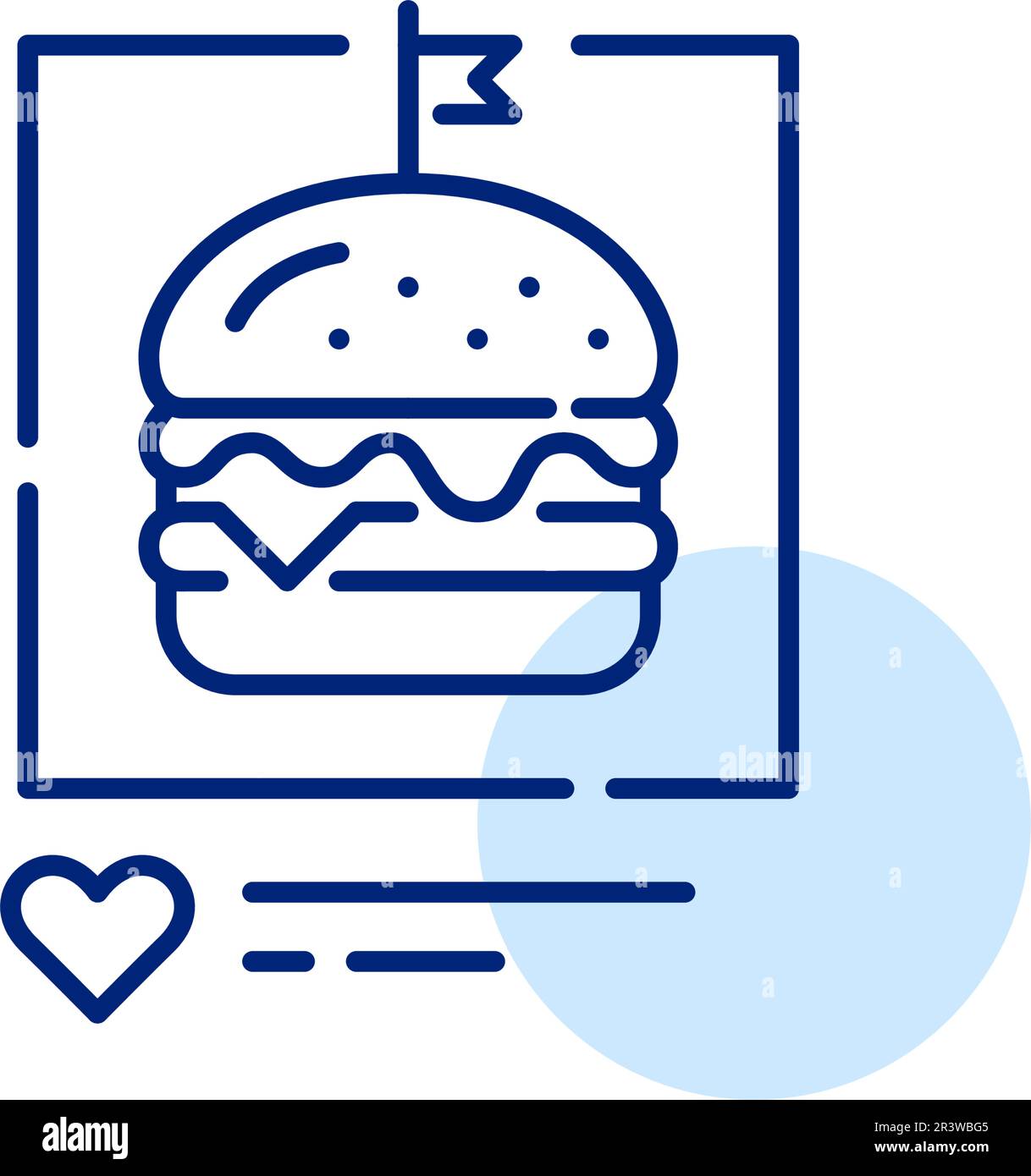 Immagine di cheeseburger sui social media come piace. Blog di cibo. Pixel Perfect, tratto modificabile Illustrazione Vettoriale