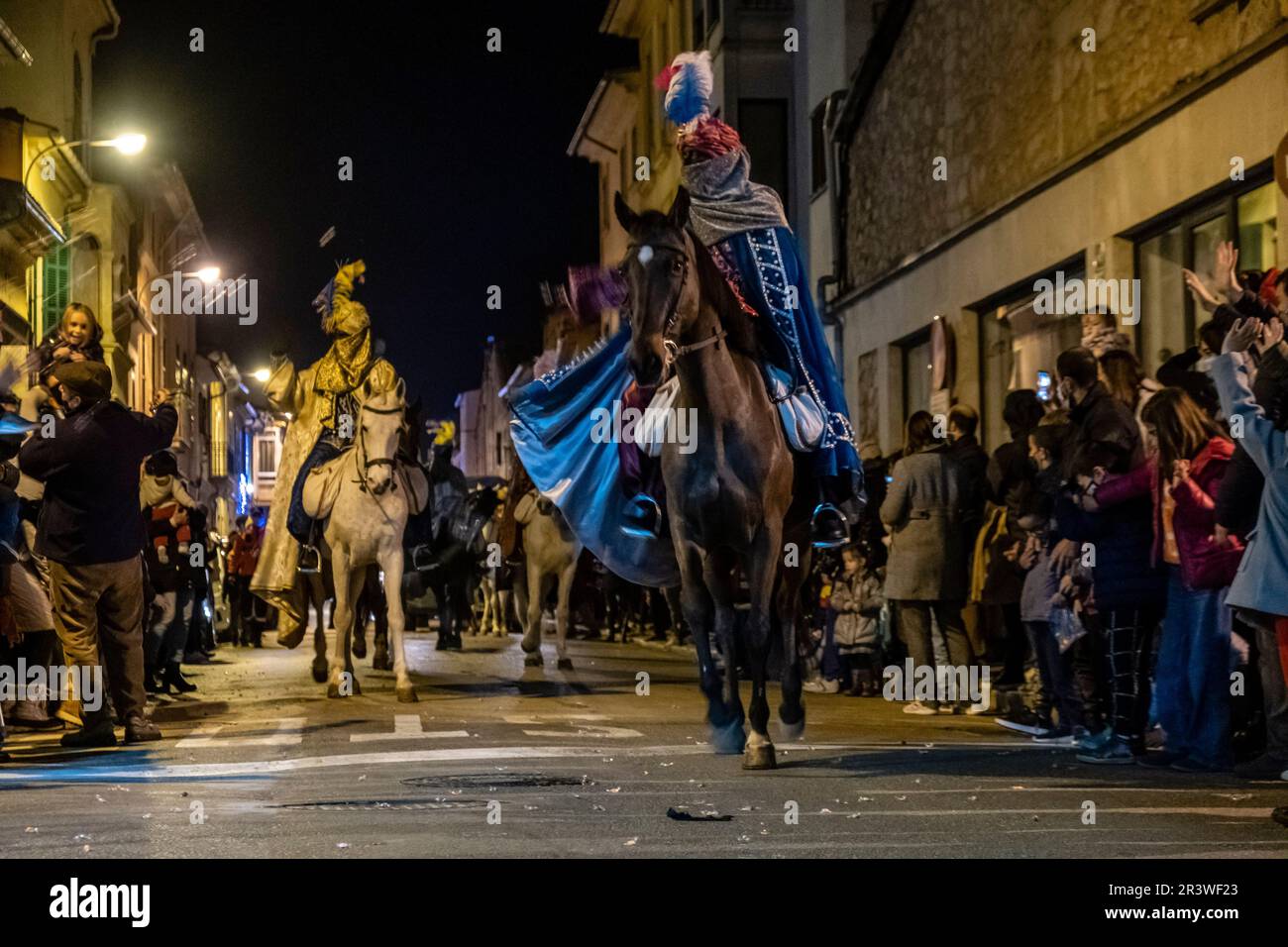 Parata dei tre Re in Llucmajor Street Foto Stock