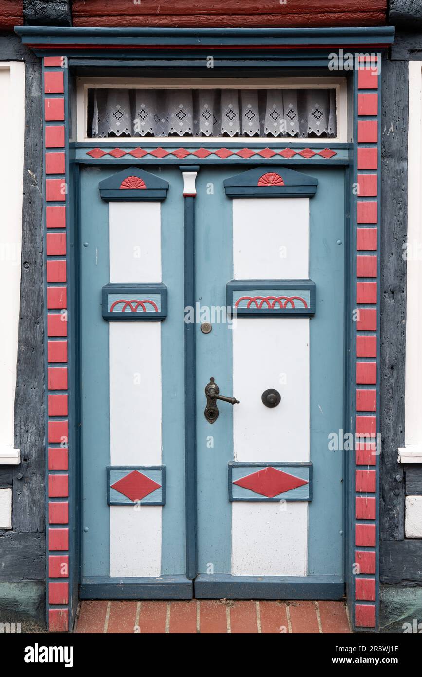 Porta nella città vecchia di Hitzacker sull'Elba Foto Stock