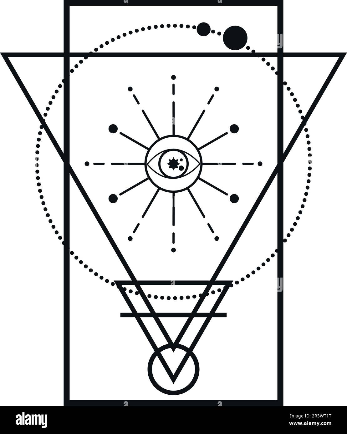 Forma magica geometrica astratta. Astratto misterioso simbolo isolato su bianco Illustrazione Vettoriale