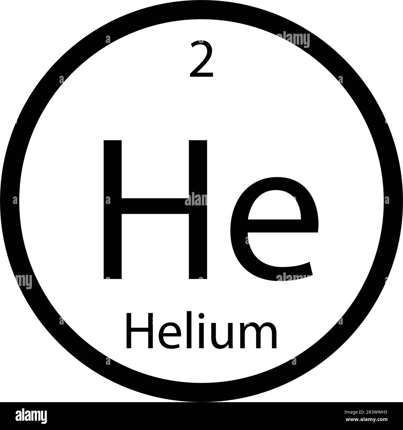 Simbolo chimico dell'elemento della tabella periodica dell'elio. Icona gas atomo elio vettore. Illustrazione vettoriale Illustrazione Vettoriale