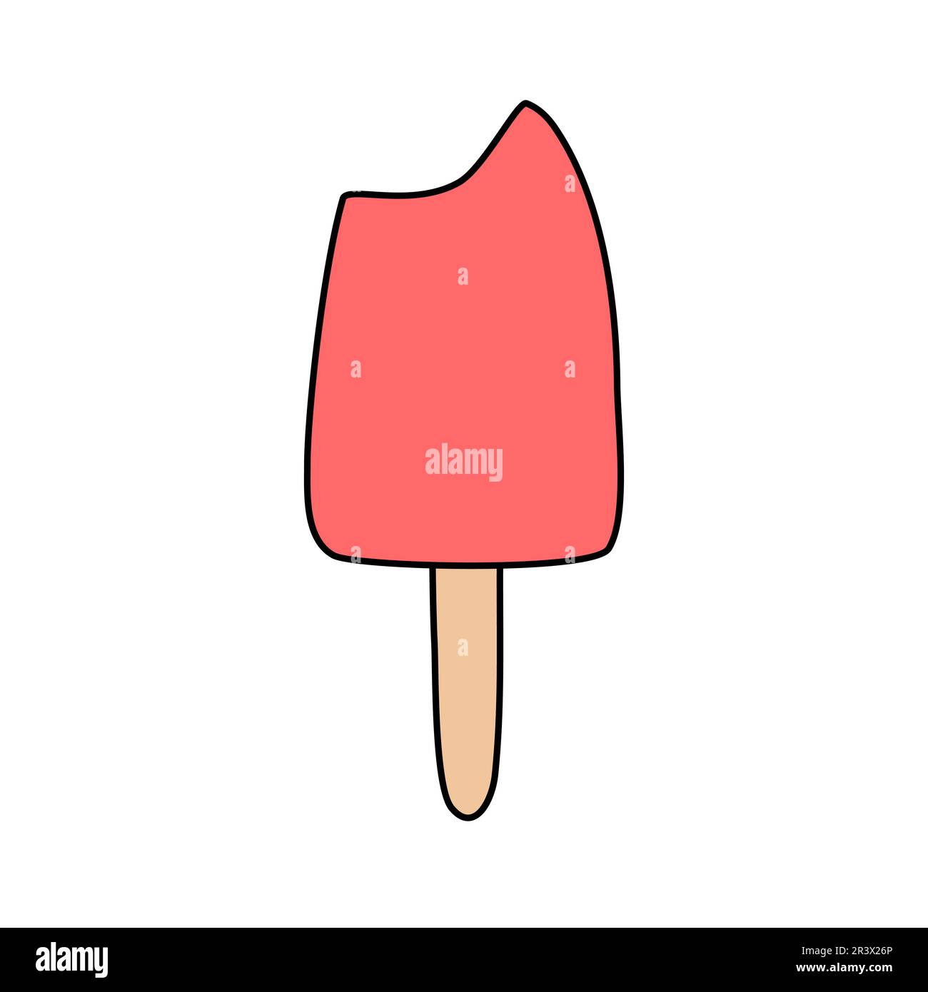 Gelato rosso fruttato morso lecca o papsiclo, illustrazione vettoriale Illustrazione Vettoriale