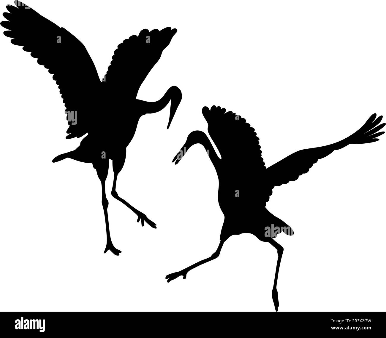 Abbina la bella silhouette degli uccelli. Illustrazione vettoriale. Elementi isolati su sfondo bianco per il design e l'arredamento Illustrazione Vettoriale