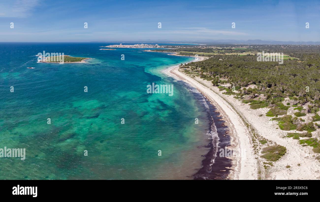 Es Carbo Beach, Ses Salines, Mallorca, Isole Baleari, Spagna. Foto Stock