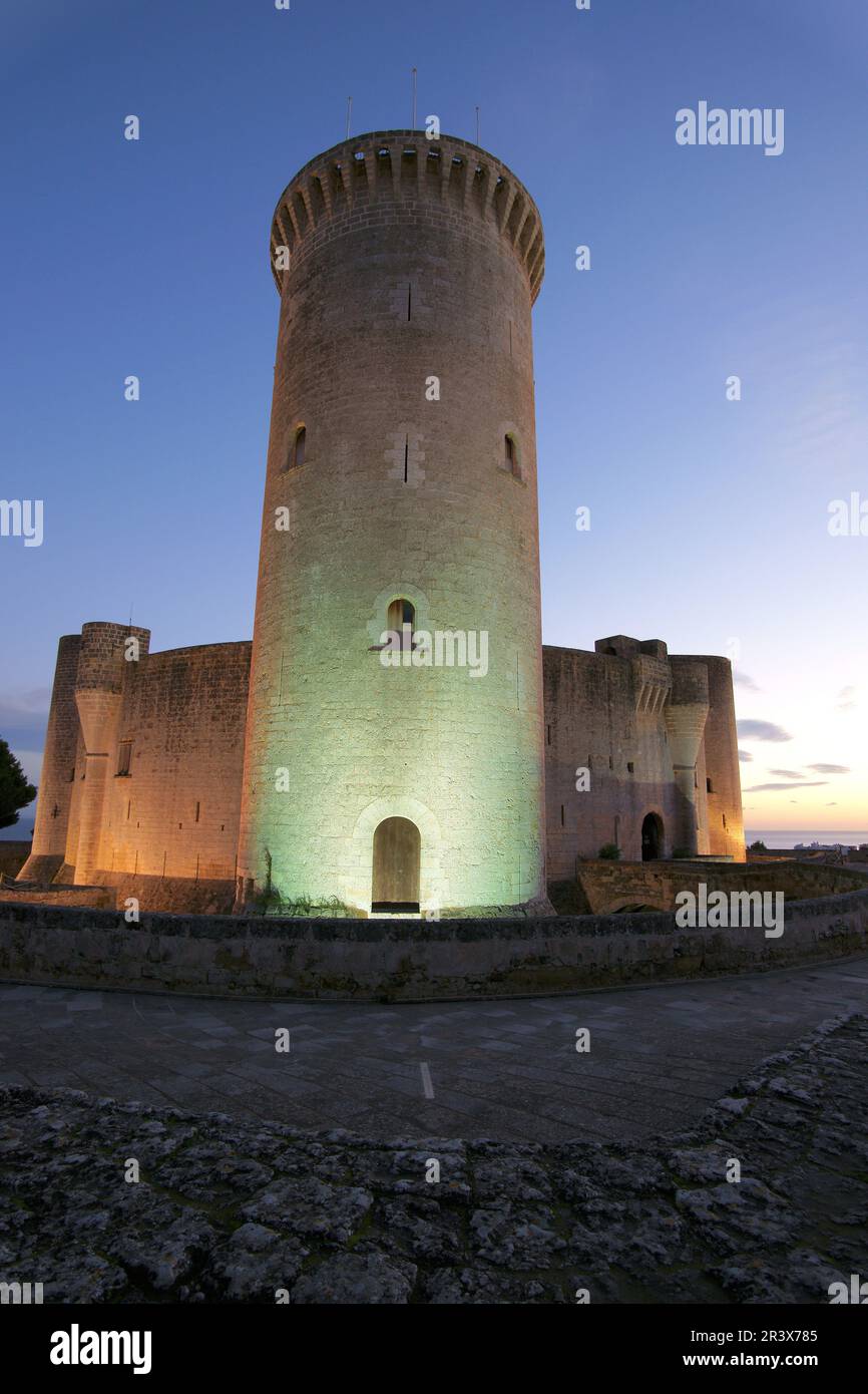 Castillo de Bellver (s.XIV),torre del Homenajer.Palma.Mallorca.Baleares.España. Foto Stock