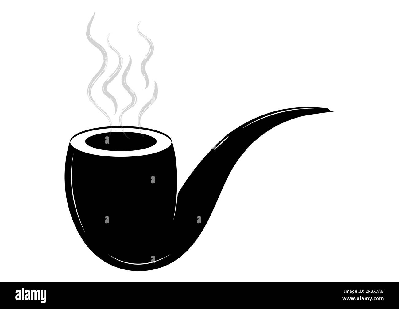 Silhouette di pipa di tabacco vintage in bianco e nero Illustrazione Vettoriale