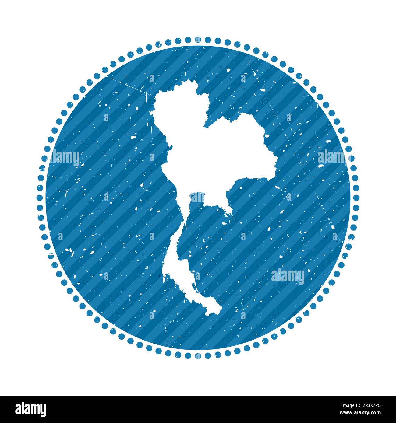 Adesivo da viaggio retrò a righe della Thailandia. Badge con mappa del paese, illustrazione vettoriale. Illustrazione Vettoriale