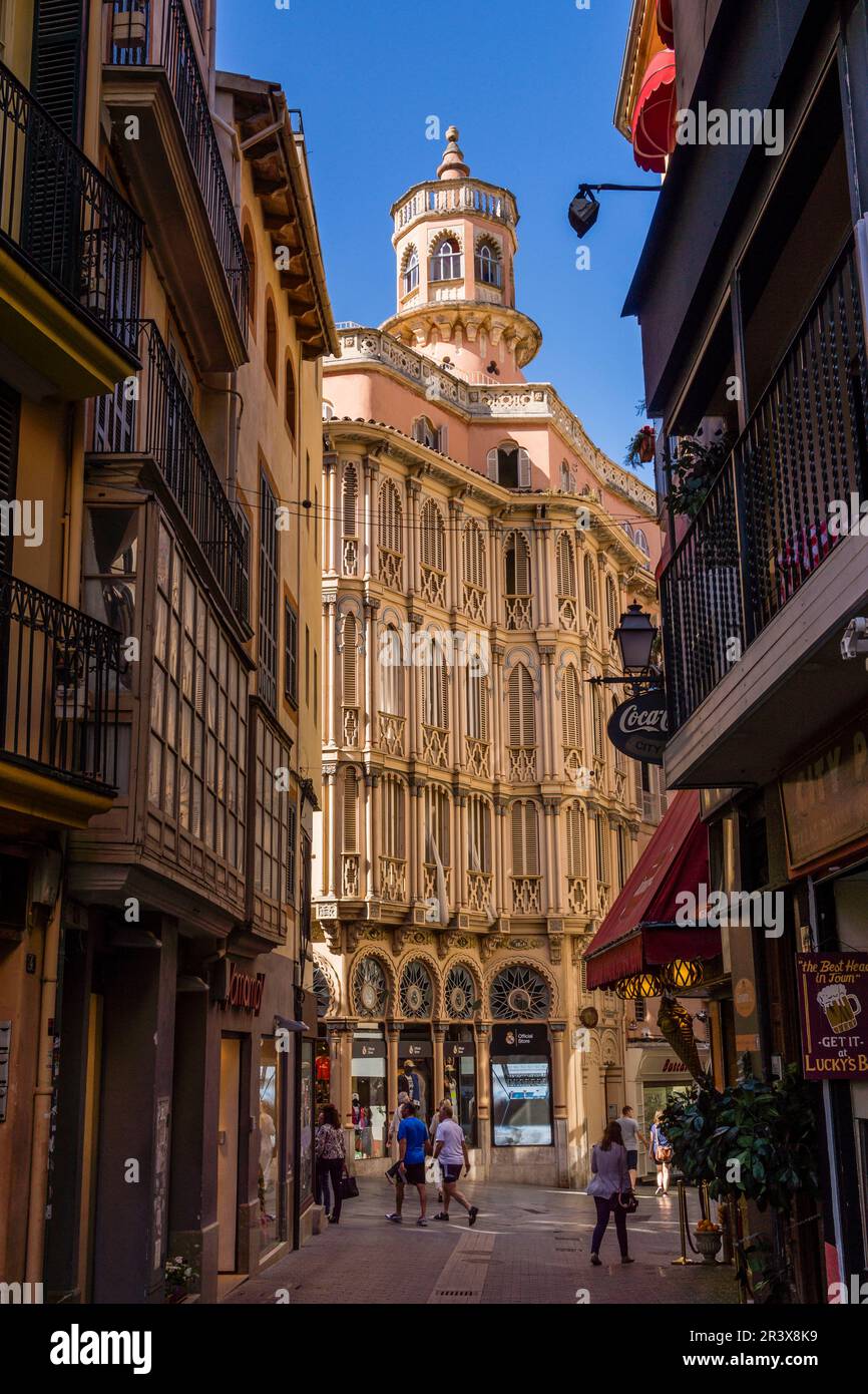 edificio Can Corbella (finales del XIX-principios del XX), Autoria: Nicolás Lliteras. Estil: Storico. transición al modernisme, Palma, Maiorca, isole baleari, spagna, europa. Foto Stock