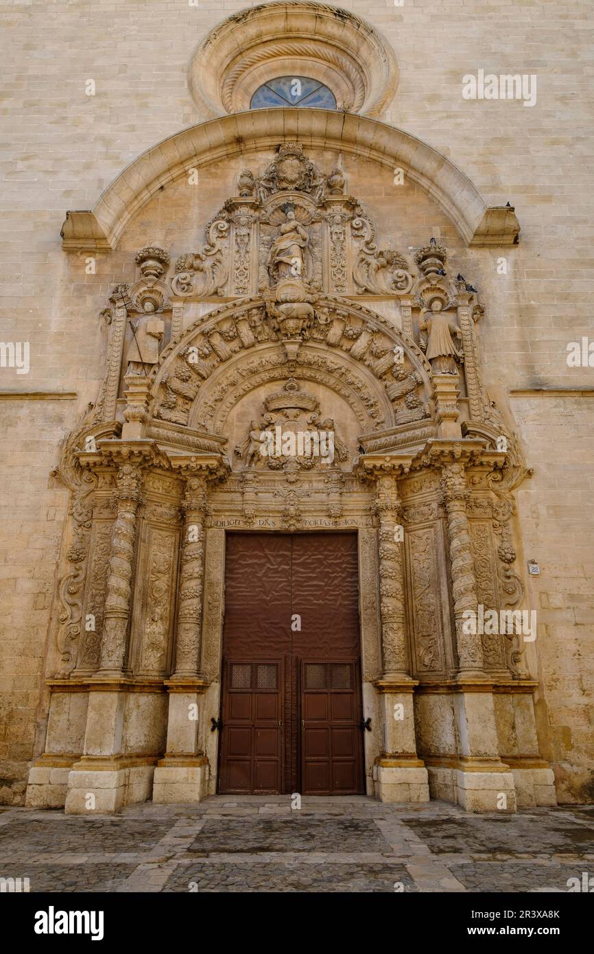 Portada iglésia de Monti-sion ,convento ojesuïta, Palma di Maiorca, isole Baleari, Spagna, Europa. Foto Stock