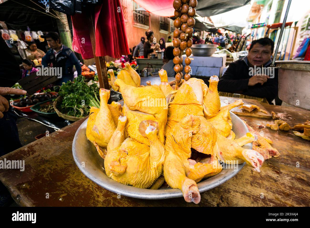 pollos, Mercado Municipal, Santa María Nebaj, departamento de El Quiché, Guatemala, America Centrale. Foto Stock