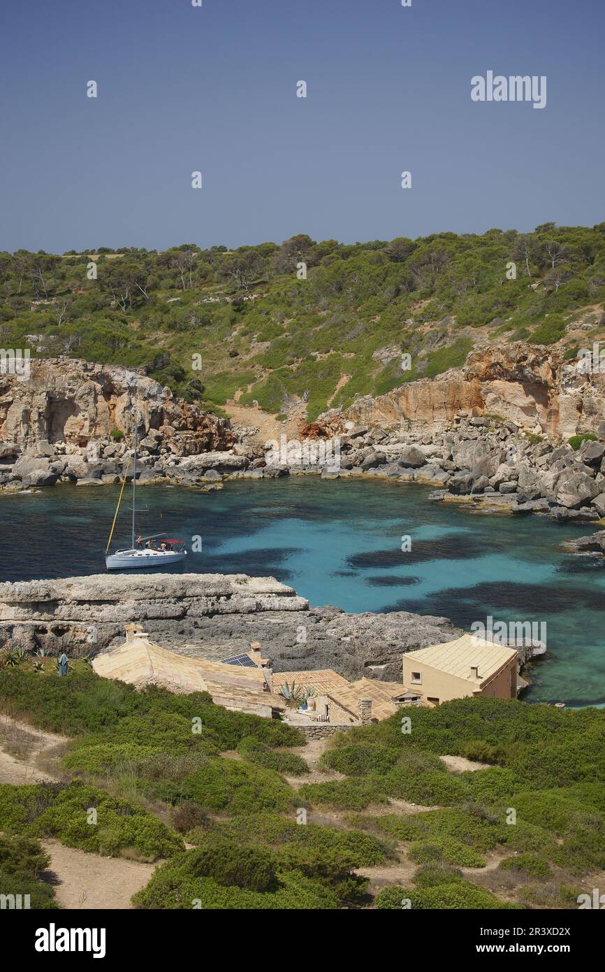 S'Almonia, cala. Santanyi. Migjorn.Mallorca.Baleares.España. Foto Stock