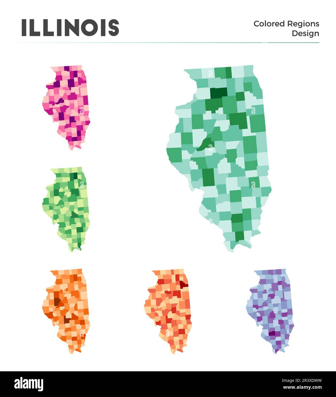 Collezione di mappe dell'Illinois. Borders of Illinois per la tua infografica. Regioni a colori degli Stati Uniti. Illustrazione vettoriale. Illustrazione Vettoriale Collezione di mappe dell'Illinois. Borders of Illinois per la tua infografica. Regioni a colori degli Stati Uniti. Illustrazione vettoriale. Illustrazione Vettoriale